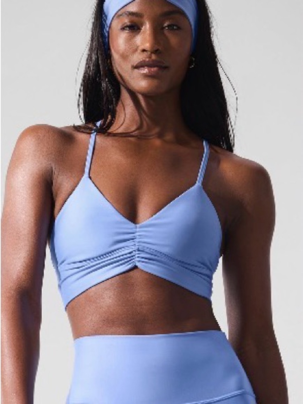 ALO Yoga Ruched Bralette in Periwinkle Blue